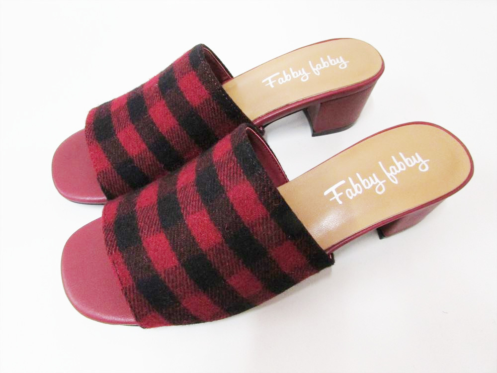 Fabby fabby block check sabot sandals office sandals red L size 