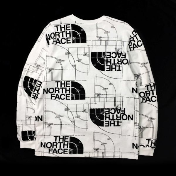 1円～!売切!【正規新品】THE NORTH FACE Half Dome AOP Long Sleeve Tee 長袖 Tシャツ ロンT US限定 男女兼用 登山(L)白 総柄 180902-18_画像5