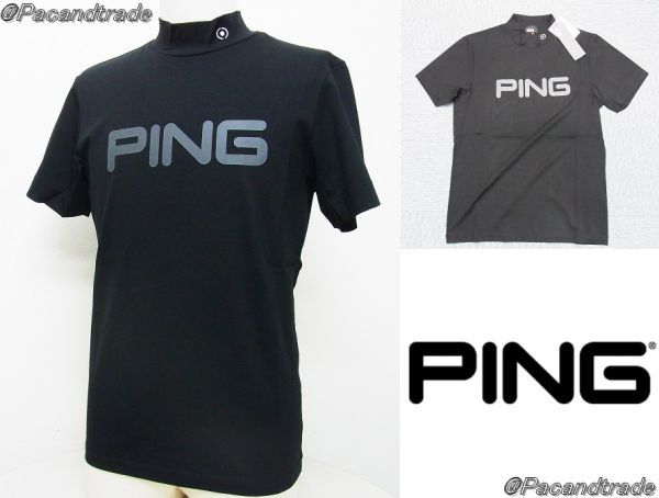 1円★PING APPAREL ピンアパレル★PINGロゴハイネック半袖シャツ【621-0168002】ブラック黒【本物保証】ストレッチ★サイズ選択 M or L_画像1