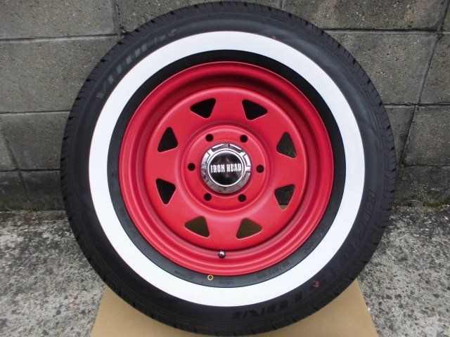 200系 ハイエース レッド 新品 IRON HEAD ホイール ホワイトリボンタイヤ 4本 6H-139.7 15インチ 215/70R15C 109/107Q 8PR 2022年 デイトナ_画像2