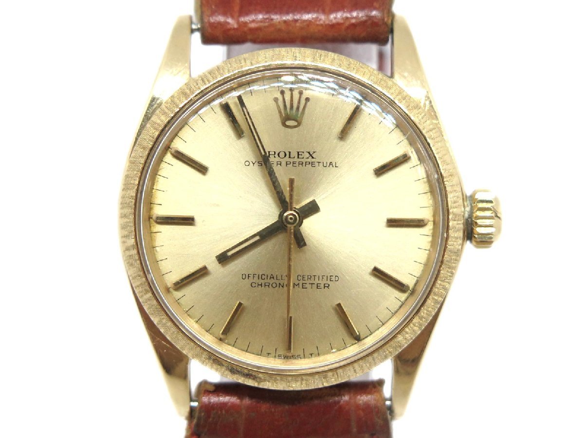 1円〓03楽市〓 ROLEX ロレックス K18YG オイスターパーペチュアル レディース AT オートマ 腕時計 6571 39.0g【時計】【中古】_画像1