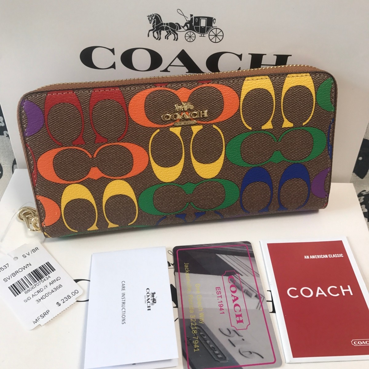 COACH コーチ 長財布　レインボー リストレット ロング ジップアラウンド　4537