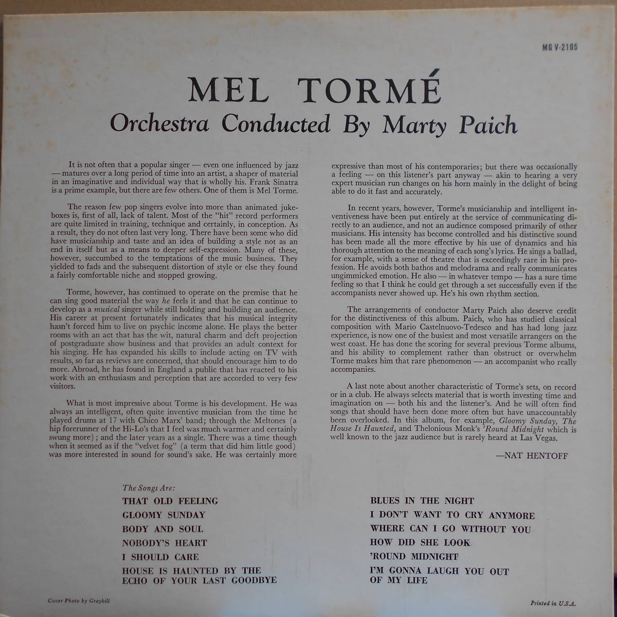 MEL TORME / TORME (VERVE MGV-2105)_画像2