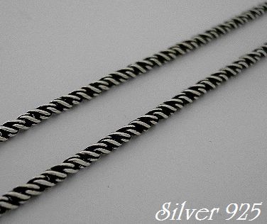 シルバー925銀のスパイラル ロープ ネックレス チェーン 40cm/他サイズも有り_画像1