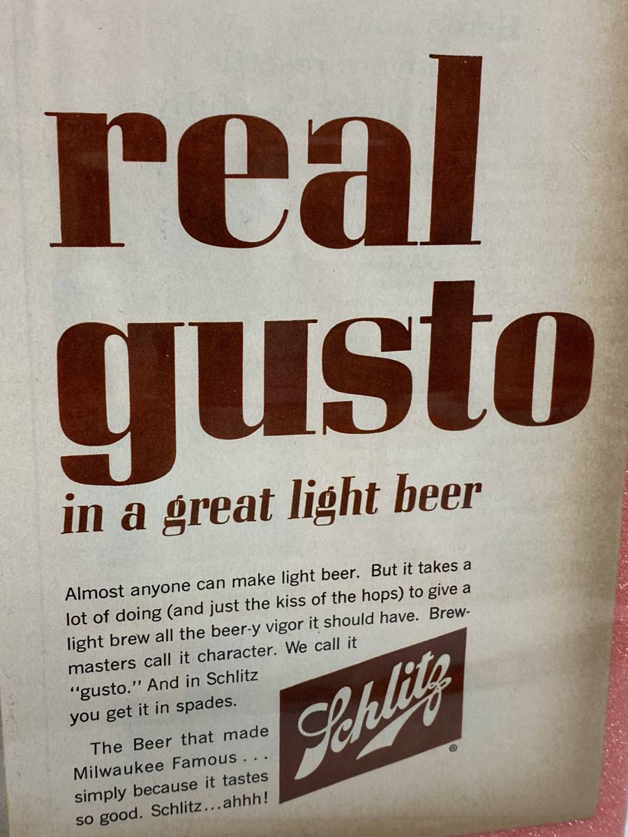 1963年LIFE誌広告切り抜き1ページ【Schlitz beer シュリッツ 1963年LIFE誌広告切り抜き1ページ【Schlitz beer シュリッツ