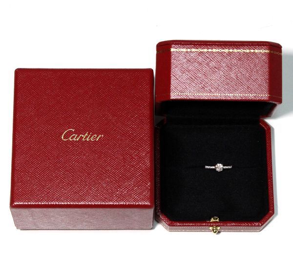 e язык cell du Cartier бриллиант 0.44ct G-VS1-EX кольцо Pt950 #45