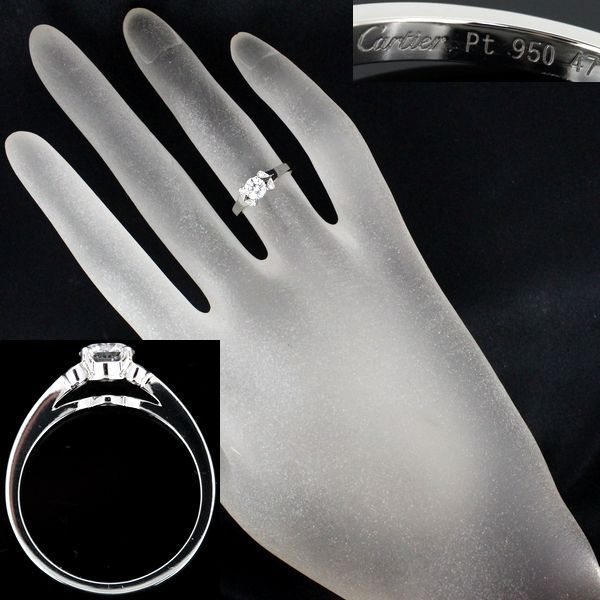  Cartier ba Rely na бриллиант 0.40ct G-VS1 кольцо #47 Pt950