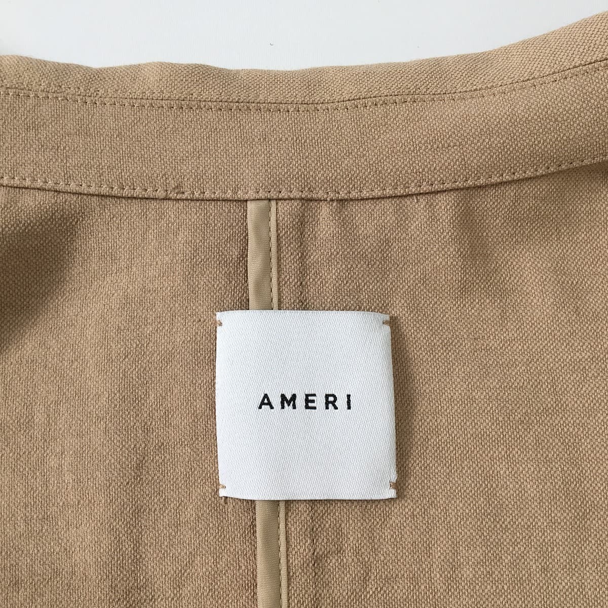 Ameri アメリ LITTLE LINEN OVER JACKET リトルリネンオーバージャケット テーラードジャケット ナチュラルベージュ ウエストリボン 麻混_画像4