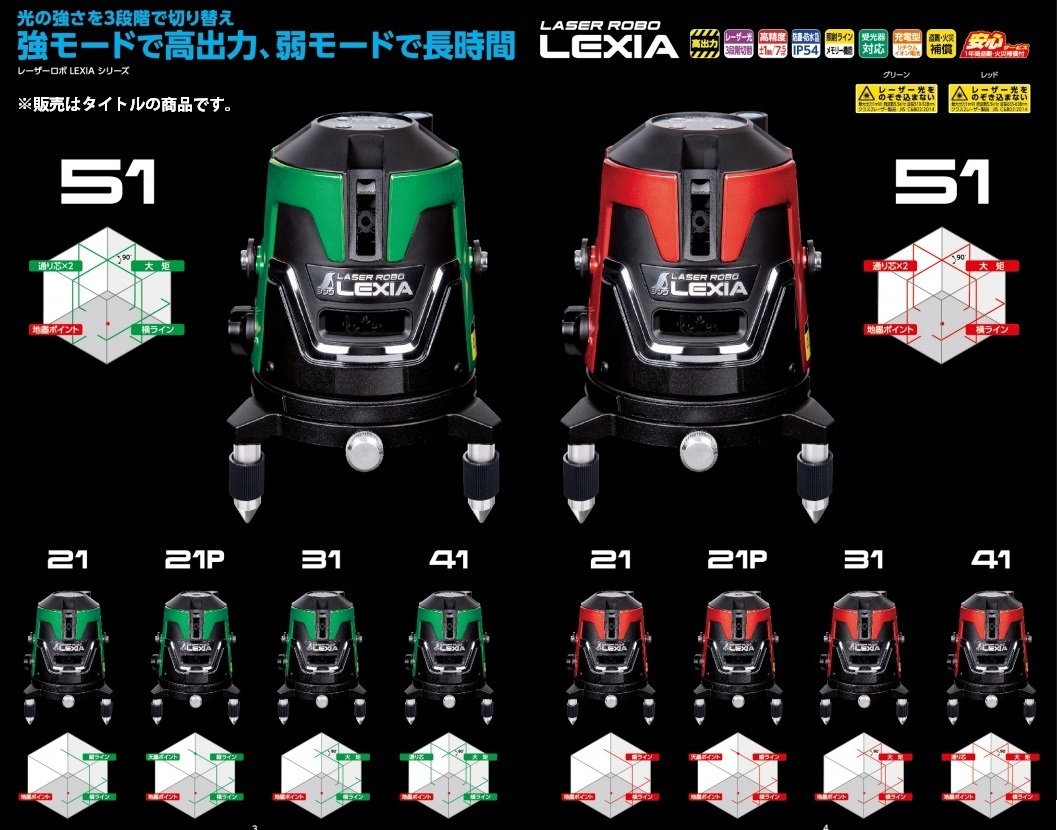 シンワ レーザー墨出し器 70843 レーザーロボ LEXIA 31 グリーン 大矩