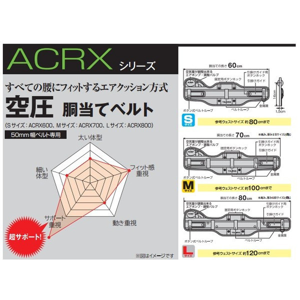 TAJIMA タジマ 安全帯胴当てベルト 空圧 ACRX800 SEG対応 Lサイズ TJMデザイン 168238 。_画像2