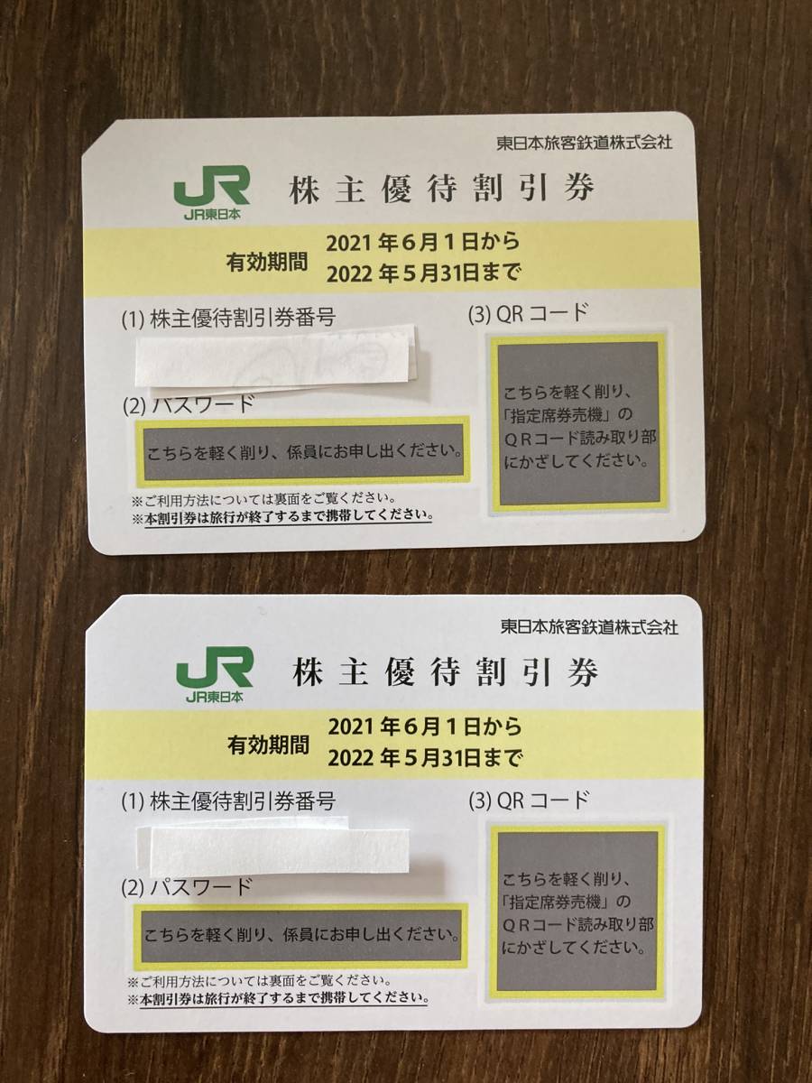 JR東日本 株主優待割引券 2022.5.31ま 番号のみ通知可能 2枚セット 