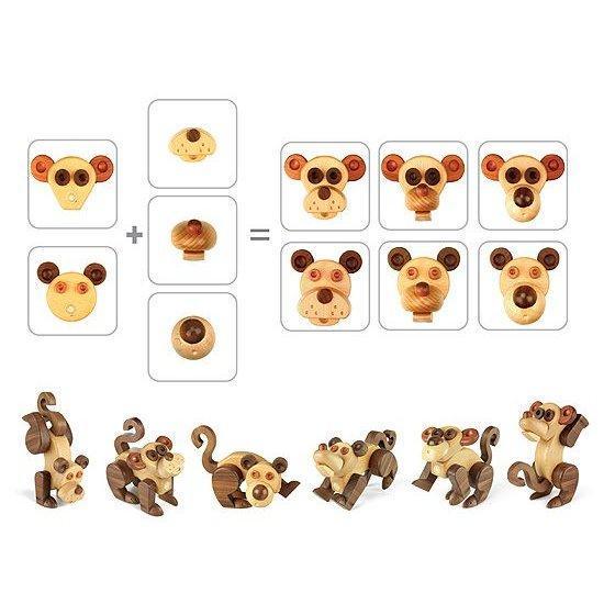 ●●　お猿とその仲間たち　変身　木製知育玩具　●●　ジャンク品_画像4