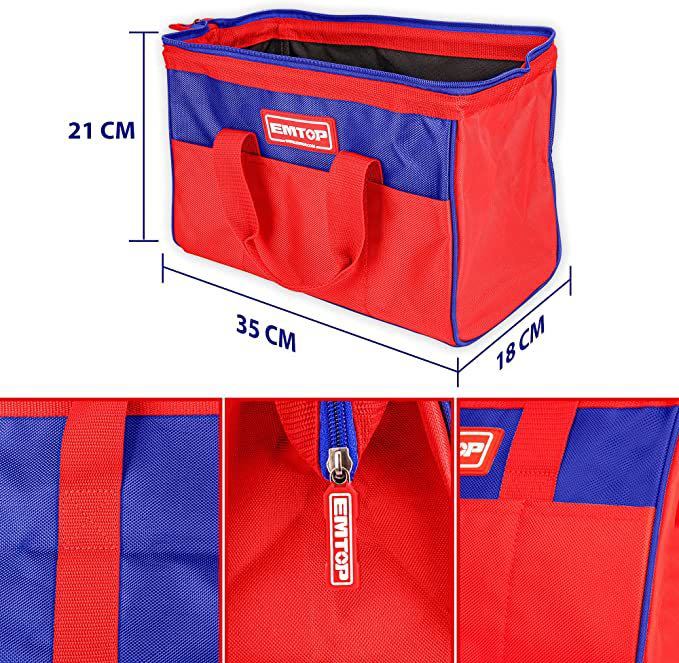 EMTOP(イーエムトップ) ツールバッグ 工具用道具袋 工具バッグ 工具バッグ 大口収納 赤いツールバッグ 1680Dオックスフォード ETBG18131_画像2