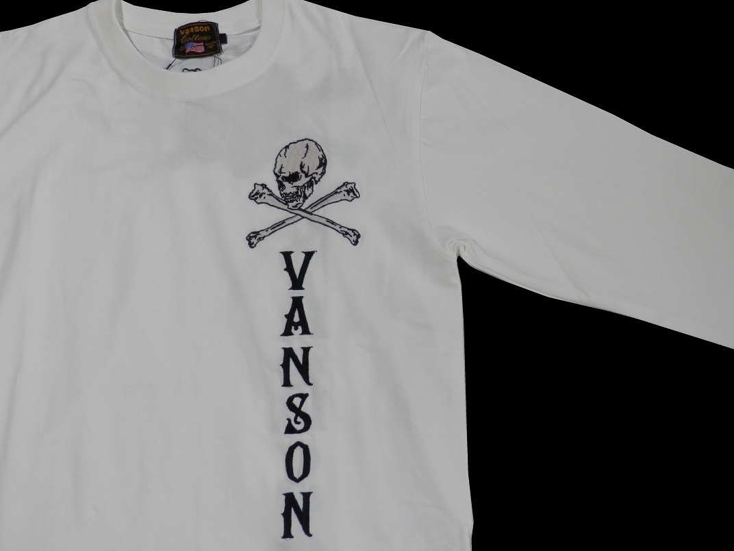 バンソン／vanson／Mサイズ／ベア天竺長袖Ｔシャツ／NVLT－2117／オフホワイト／新品／送料無料／バイカー／スカル／髑髏／ロンT_画像3