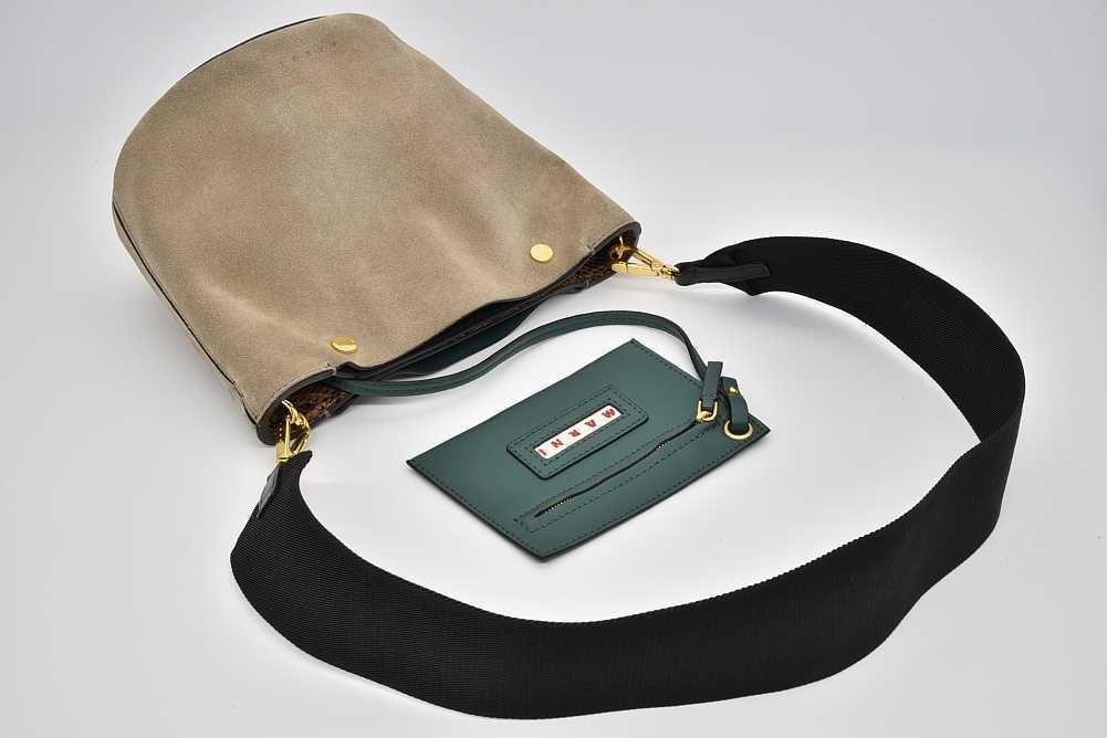 マルニ MARNI スエード パイソン ショルダーバッグ カーキ☆ | www