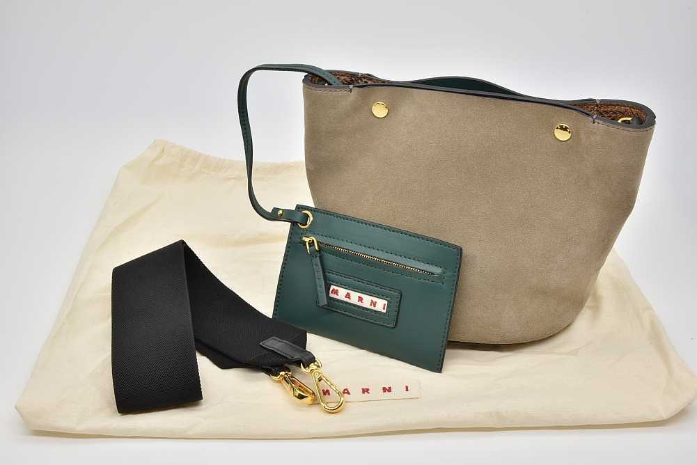 マルニ MARNI スエード パイソン ショルダーバッグ カーキ☆ | www