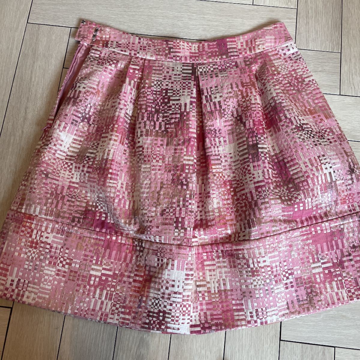 chesty チェスティ　ピンク系　スカート　ツイード柄　チェック柄　キラキラ　サイズ0