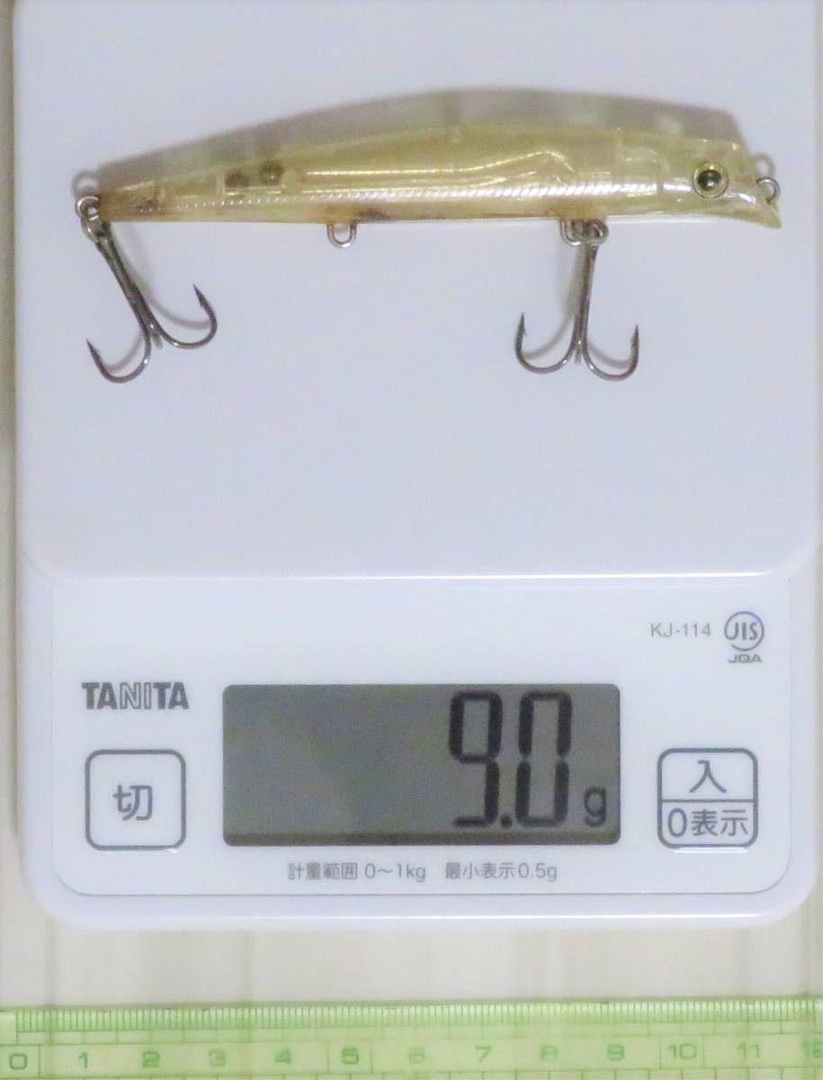 ミノー クリアカラー 透明 9.0g バチ抜け シーバス 白魚パターン 同梱不可_画像1