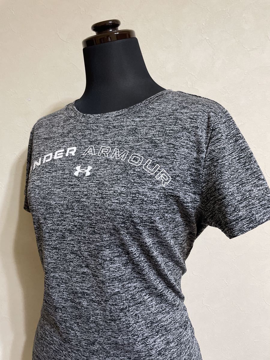 【美品】 UNDER ARMOUR HG アンダーアーマー ヒートギア クルーネック LOOSE TEE Tシャツ フィットネス ウェア サイズMD 半袖 グレー_画像7