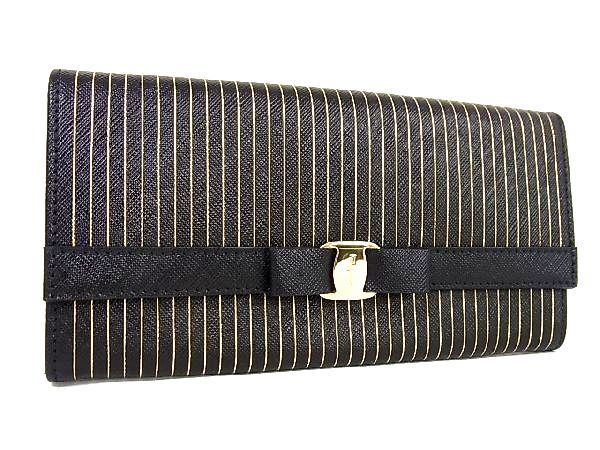 新入荷 流行 フェラガモ 長財布 レザー 二つ折り Ferragamo ブラック