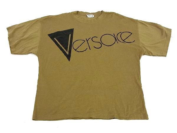 1円 ■美品■ GIANNI VERSACE ジャンニヴェルサーチ コットン100% トップス 半袖 Tシャツ 洋服 メンズ レディース カーキ系 X7476fオ_画像1