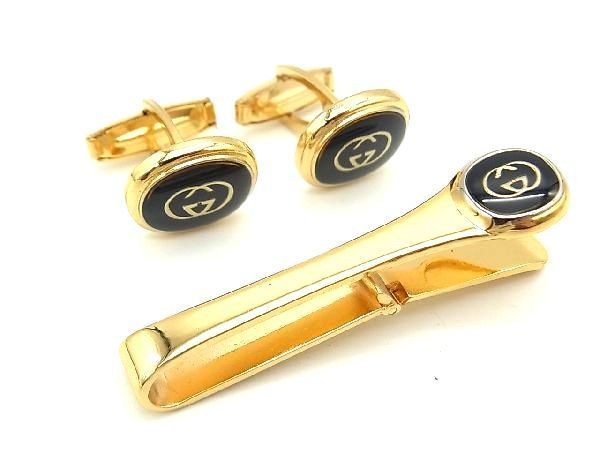 1円 □美品□ GUCCI グッチ カフス ネクタイピン アクセサリー 2点