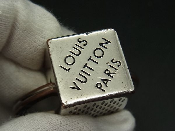 1円 LOUIS VUITTON ルイヴィトン M67920 ダミエ キューブ キーリング キーホルダー バッグチャーム メンズ レディース シルバー系 e0325AM