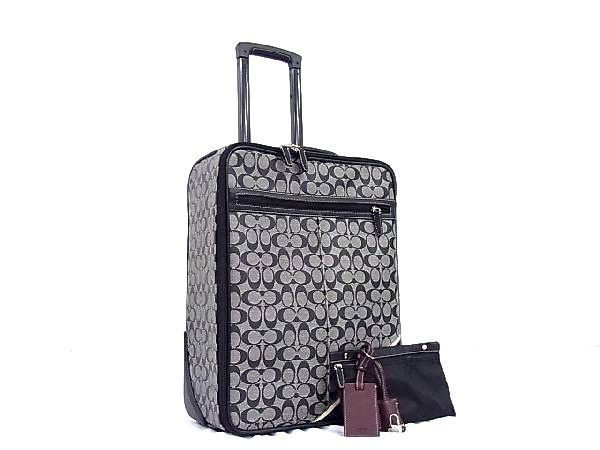 1円 □美品□ COACH コーチ 77206 シグネチャー PVC 2輪 キャリー