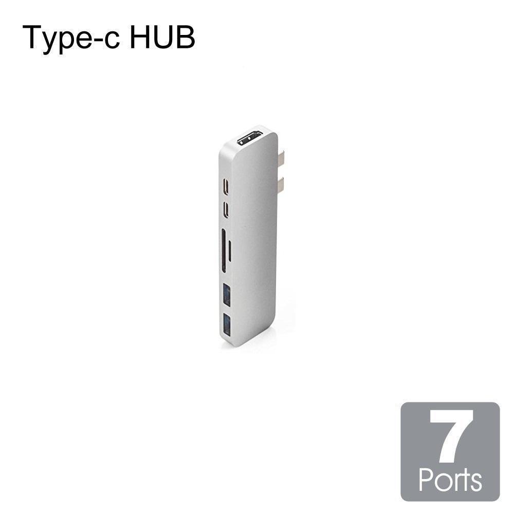 Type-C 7 in 1 USBハブ マルチポートアダプタ Type-C to HDMI 変換アダプタ 4K高解像度 ☆シルバー_画像1