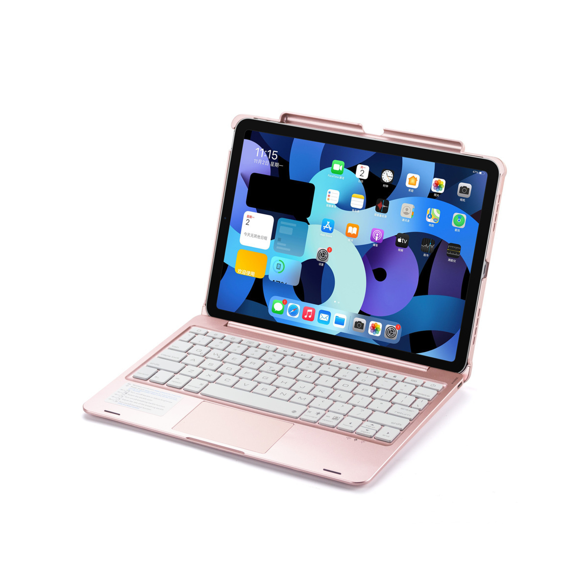 iPad Air 第4世代 Air4/iPad Pro11 2018/2020モデル 対応 タッチパッドキーボード バックライト付き キーボード ローズゴールド