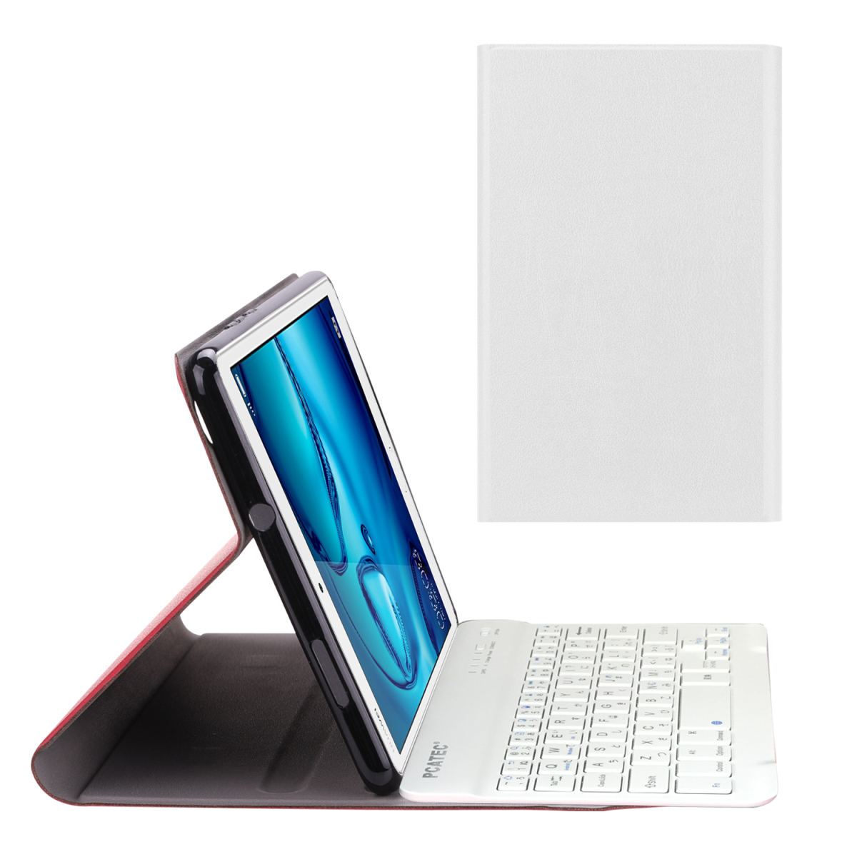 SoftBank MediaPad M3 Lite s / HUAWEI MediaPad M3 Lite 8.0 専用 超薄レザーTPUケース付き Bluetooth キーボード☆US配列☆ホワイト_画像1