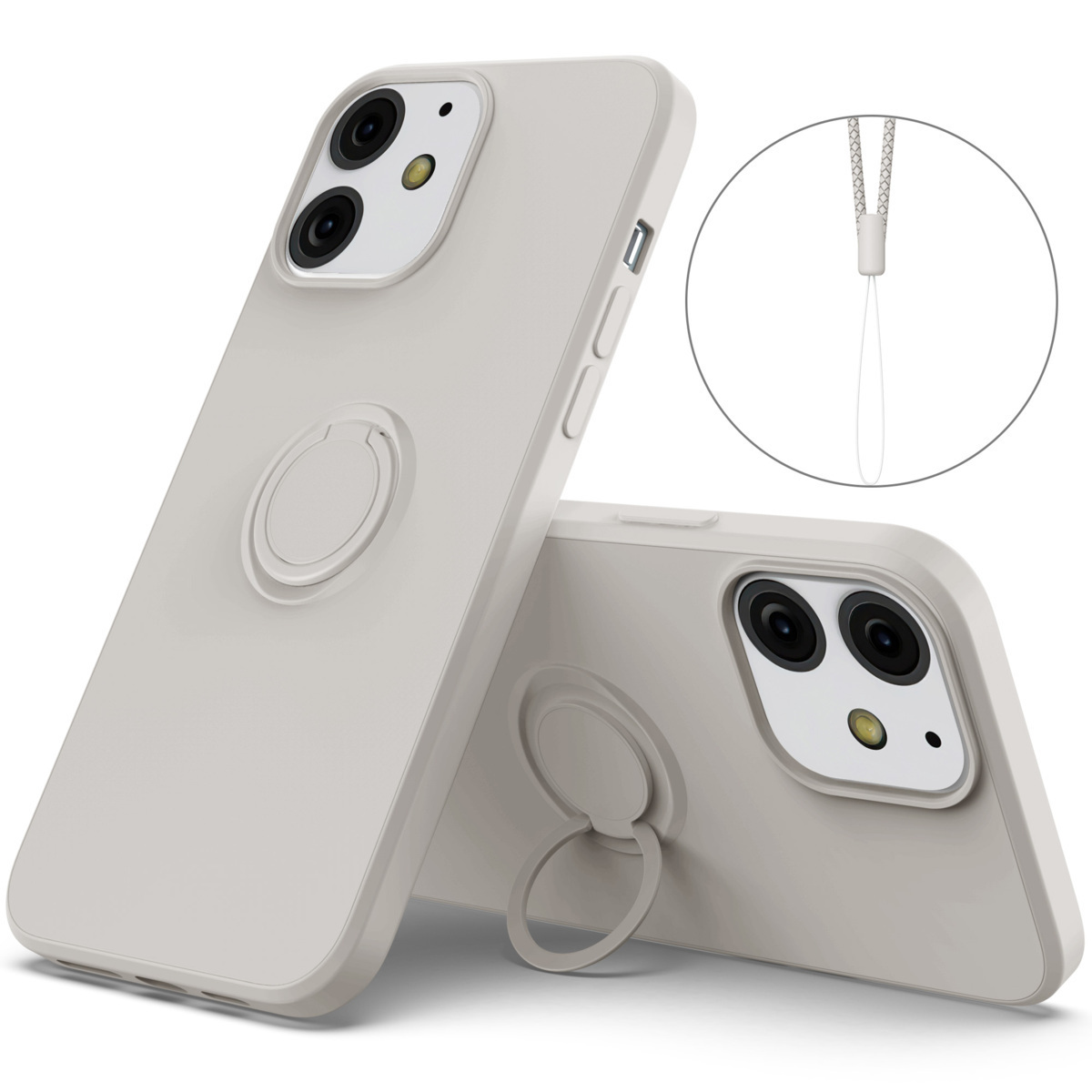 ギフ_包装】 iPhone13 リング付き ソフトケース TPU保護ケース グレー apice.gt