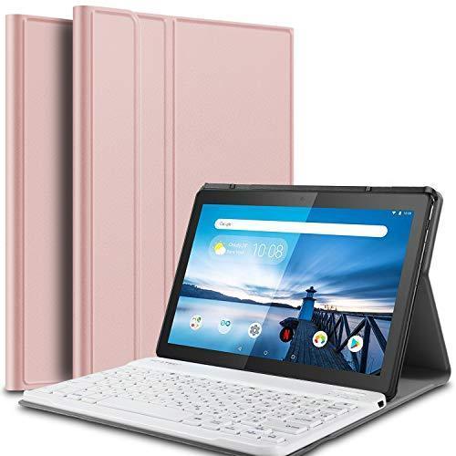 【 доставка бесплатно 】 NEC LAVIE Tab E TE410/JAW PC-TE410JAW/Lenovo tab M10 для   кожа  чехол  прилагается ... Bluetooth  клавиатура   роза  золотой 