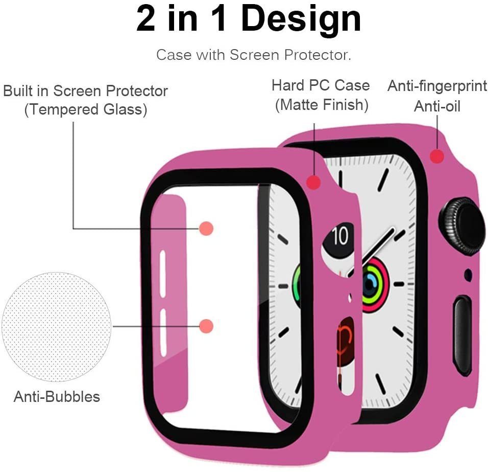 AppleWatch Serise 7 ケース 45mm ケース アップルウォッチ保護ケース ガラスフィルム 一体型 アップルウォッチカバー 45mm ローズ_画像2