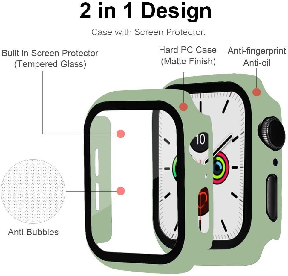 【送料無料】Apple Watch 用ケース アップルウォッチ保護ケース ガラスフィルム 一体型 アップルウォッチカバー(44mm ライムグリーン)_画像5