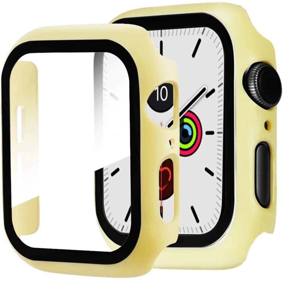 Apple Watch 38mm アップルウォッチカバー アップルウォッチ保護ケース イエロー ガラスフィルム 一体型 用ケース 【新発売】 用ケース