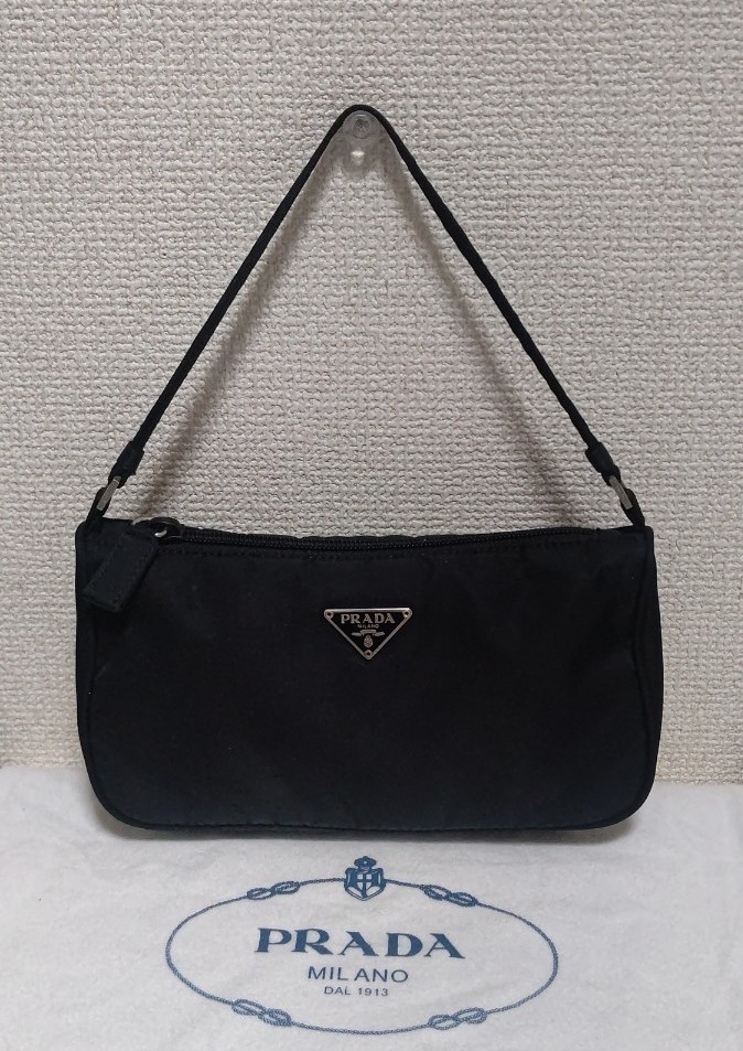 極美品 プラダ ワンショルダー バッグ ロゴジャガード アクセサリーポーチ-