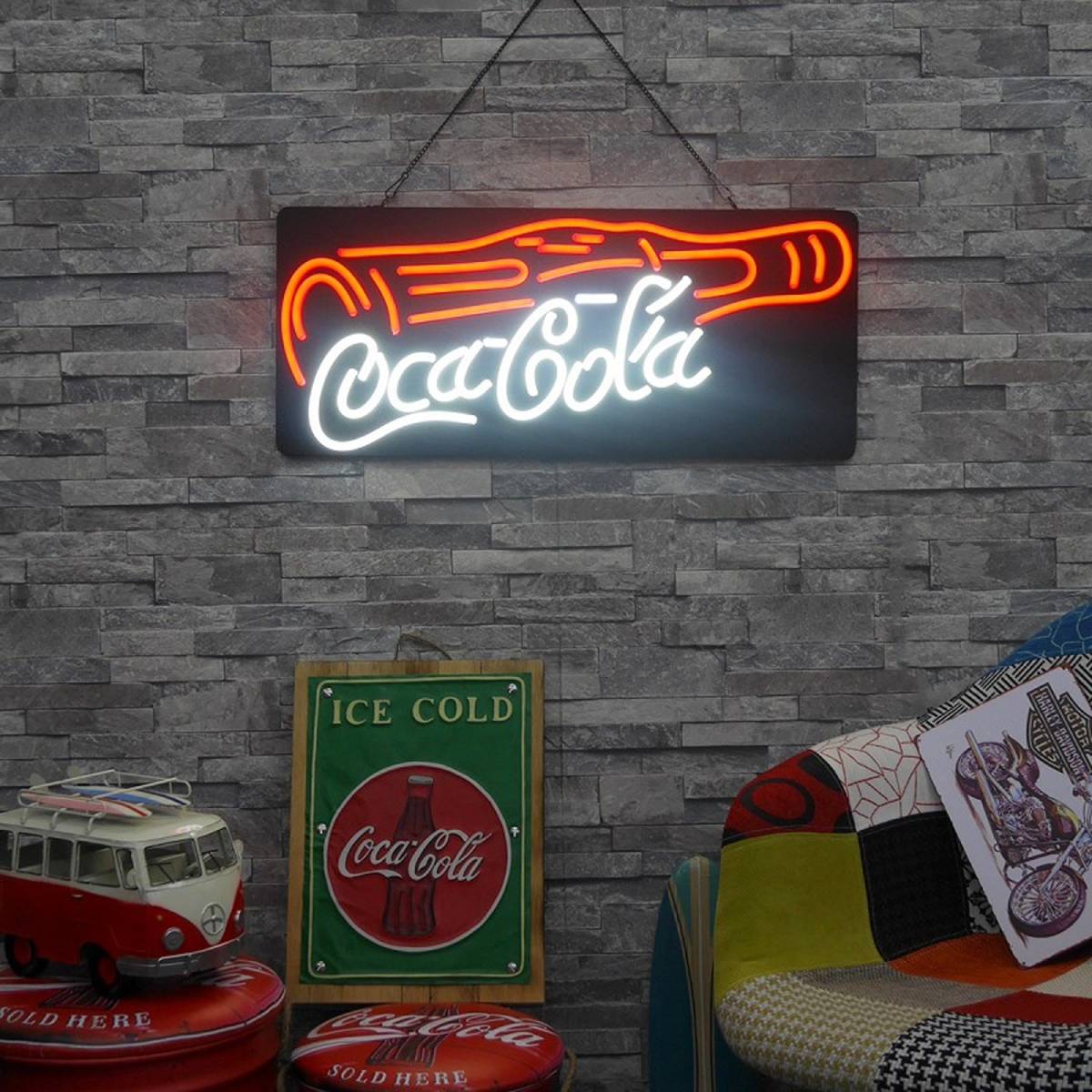 ネオンサイン Coca Cola コカ・コーラ スクエア型LEDネオン管看板 存在感抜群 取り付け簡単 ルームデコレーション ナイトライト 雰囲気作り