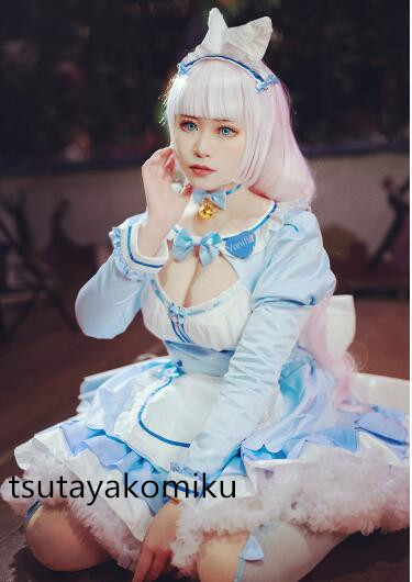 高品質 新作 NEKOPARA ネコぱら ショコラ バニラ ライトブルー メイド服 コスプレ衣装風 靴とウィッグ 別売り