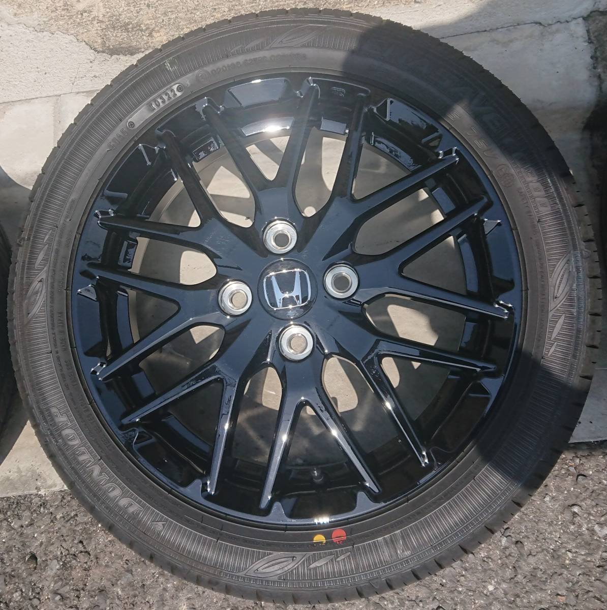 新車外し ホンダN-BOX カスタム スタイル+ブラック純正アルミホイール(マックガードロックナット付)ダンロップエナセーブEC300 7
