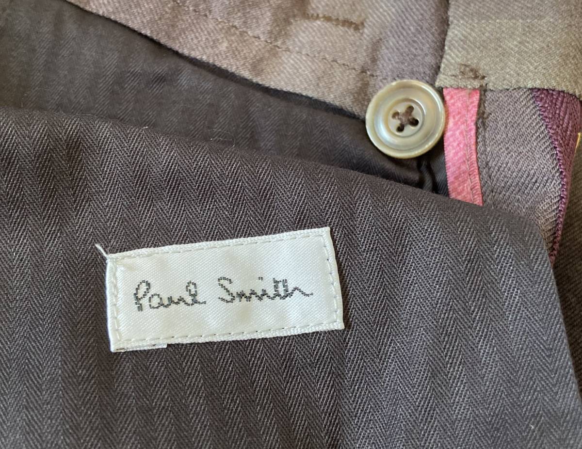 新品 Paul Smith Main Line ポールスミス メインライン サマーウール ムラ染め タック ハーフ パンツ ブラウン M ◇5_画像7