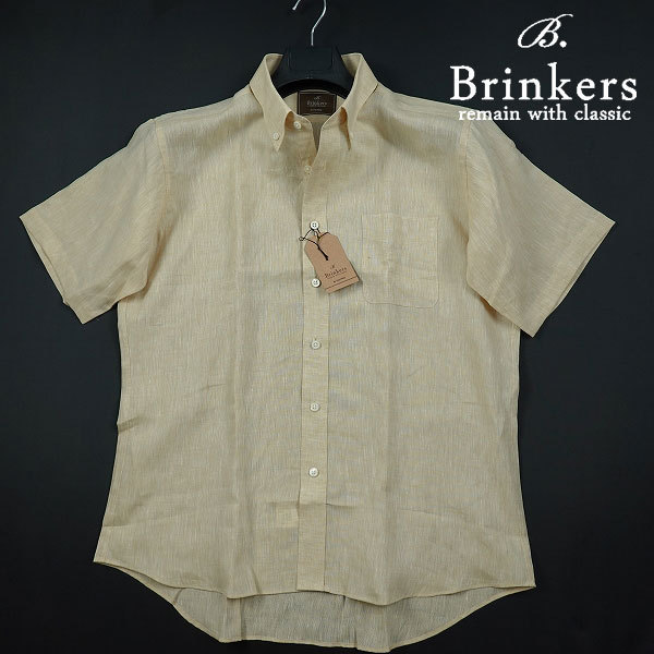 新品1円～★Brinkers ブリンカーズ 麻100％リネン 半袖ボタンダウンシャツ LL 正規店本物 ◆1563◆_画像1