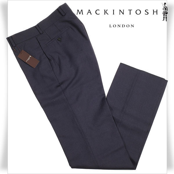 新品1円～★定価3.1万 MACKINTOSH LONDON マッキントッシュ ロンドン 日本製 ノープリーツポップサックスラックス パンツ 88 紺 ◆1424◆_画像1