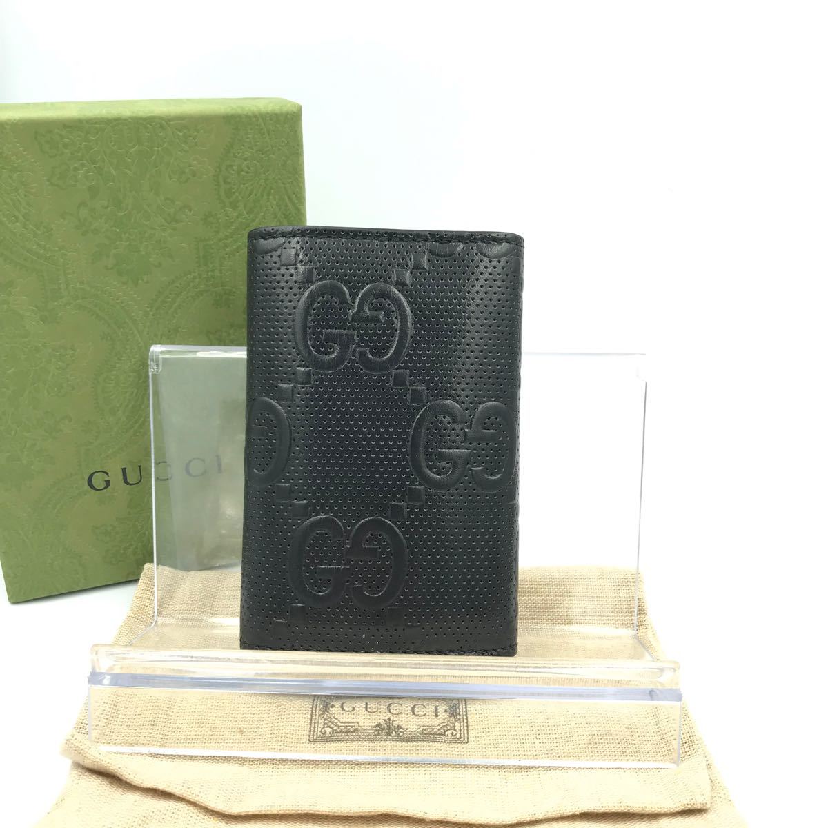 マート 現行 美品 GUCCI グッチ GGエンボス 6連キーケース キーリング