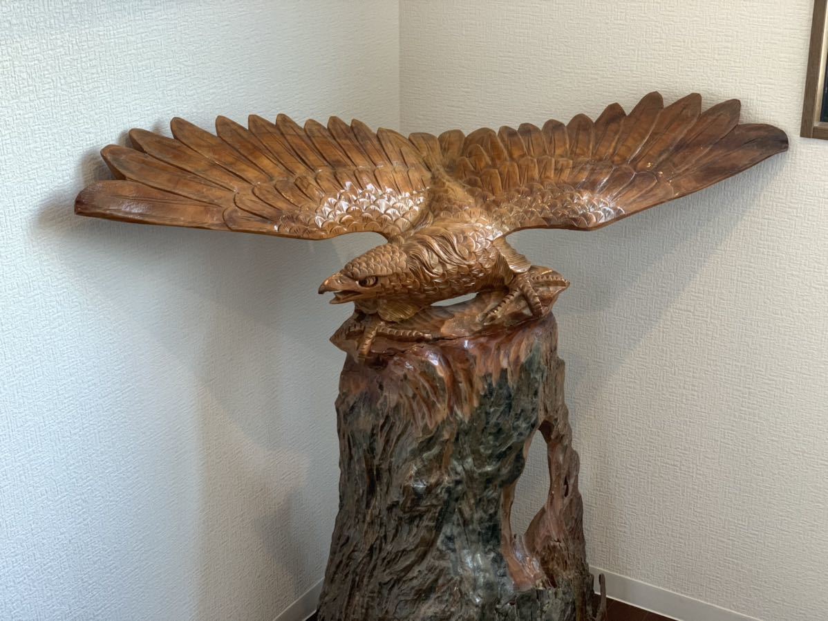 Yahoo!オークション - 鷹の木彫り置物 鷹 木彫り