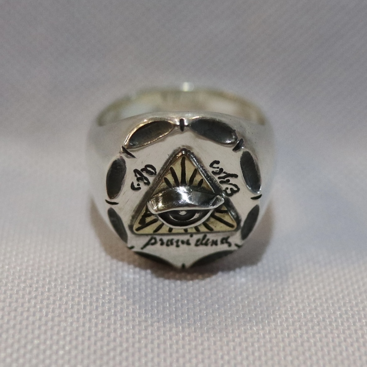  размер 11 galciagarusiaEYE OF PROVIDENCE серебряный булавка кольцо для ключей Silver925/Brass