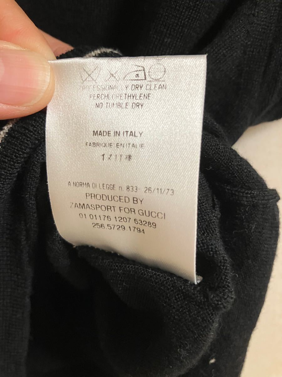 トップ グッチ GUCCI 半袖 ニット 554995 ブラック×ゴールド セーター