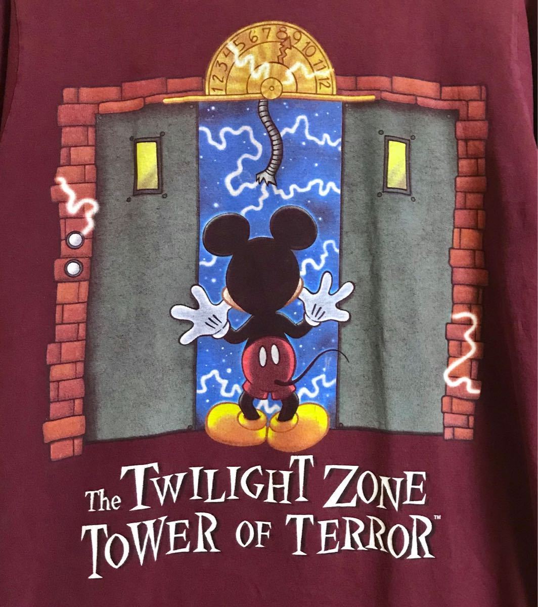 とっておきし福袋 90's USA製 Disney TOWER OF TERROR タワーオブテラー Tシャツ ディズニー ミッキー マルーン エンジ  アトラクション物 イラスト、キャラクター