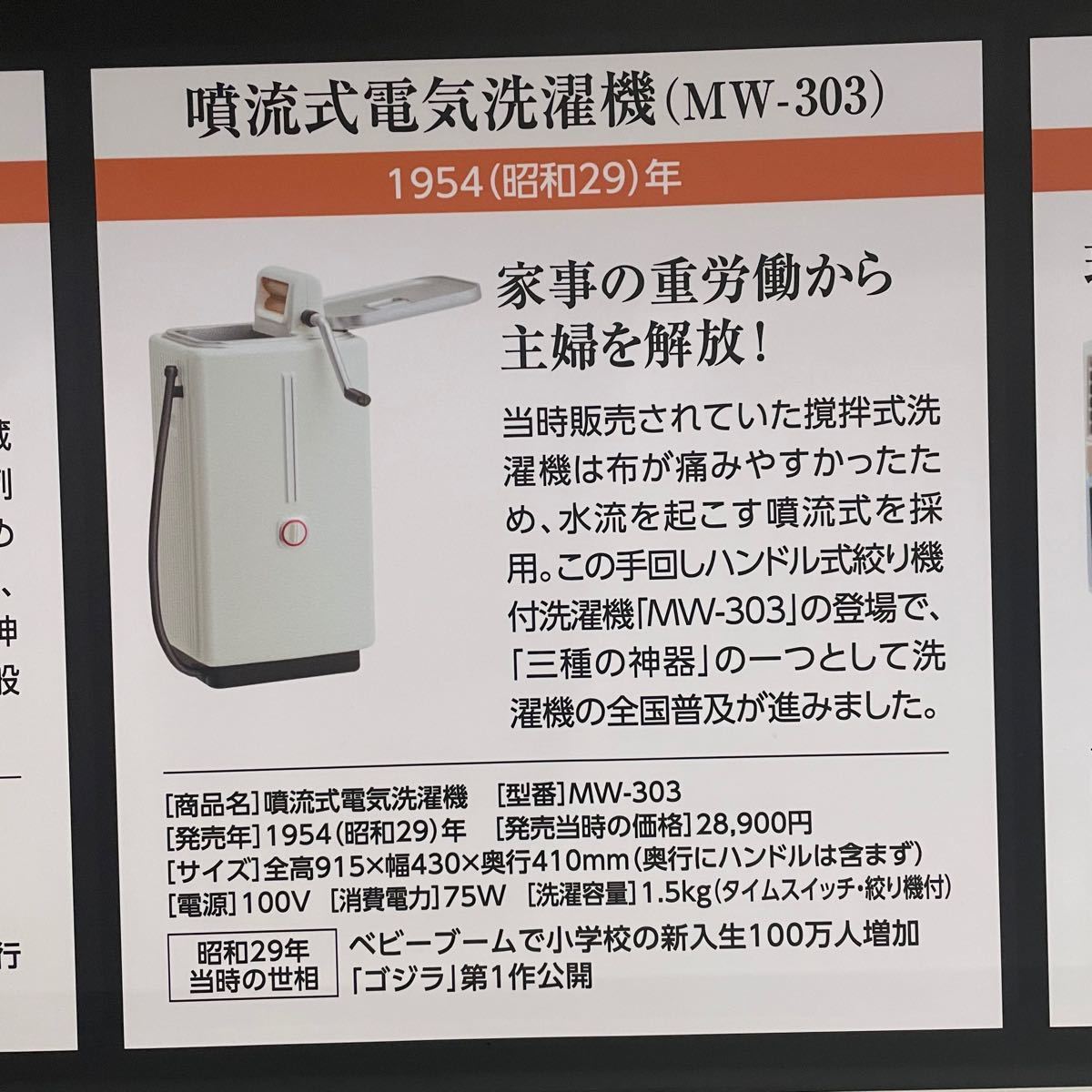 ミニチュア洗濯機　1954年　松下電器製噴流式電気洗濯機 Panasonic