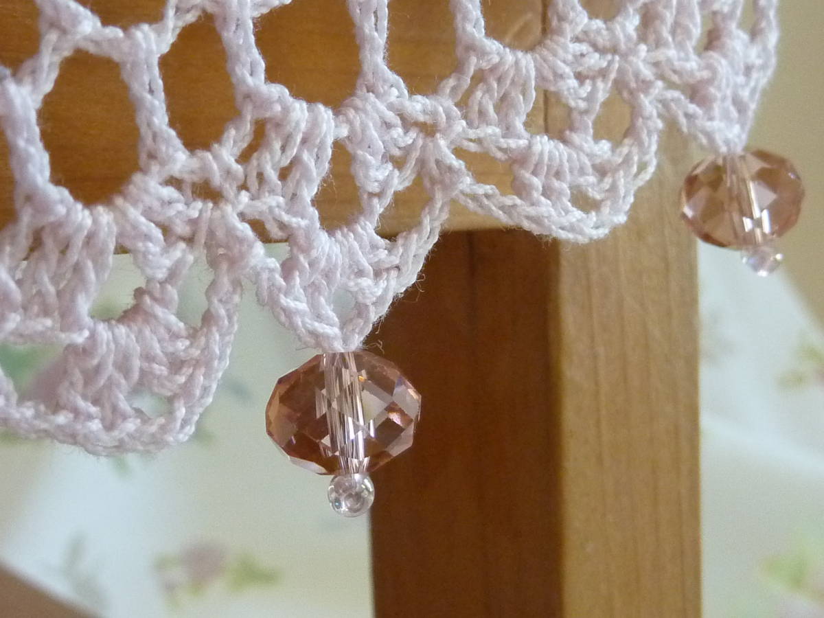 * hand made * lacework doi Lee ( pink ) diameter 20.| star anise flower shape | glass beads | Jug cover | cotton * crocheted 